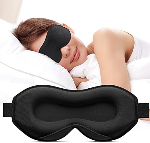 Umisleep Schlafmaske für Seitenschläfer, 100% lichtblockierend | 3D Schlafbrille für Frauen Herren mit weicher & bequemer Passform und verstellbarem Band, ideal für Reise & Flugzeu