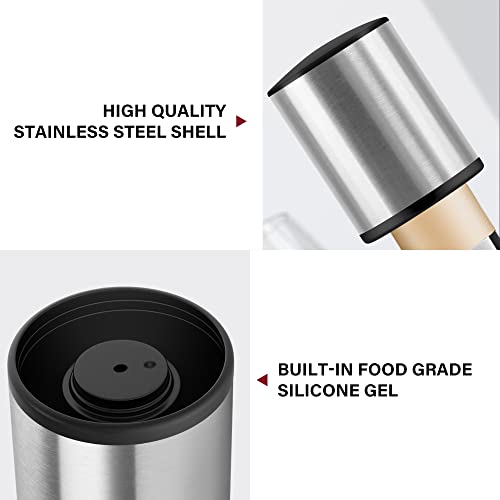 [2 Pack] Wine Stoppers, Vakoo Vacuum Leakproof Wine Bottle Stopper, Reusable Wine Sealer, Wine Corks Keeps Fresh, Gifts For Wine Lovers For Christmas Anniversary, Silver #TOP1