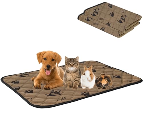 heatcozy 洗えるペットシーツ おしっこパッド 繰り返し使える ペットマット 介護シーツ 小型〜大型犬 猫 小動物用 四重構造 漏れ防止 滑り止め 洗濯機で丸洗い 四季通用 (ブラウン, 60x45CM 2枚セット)
