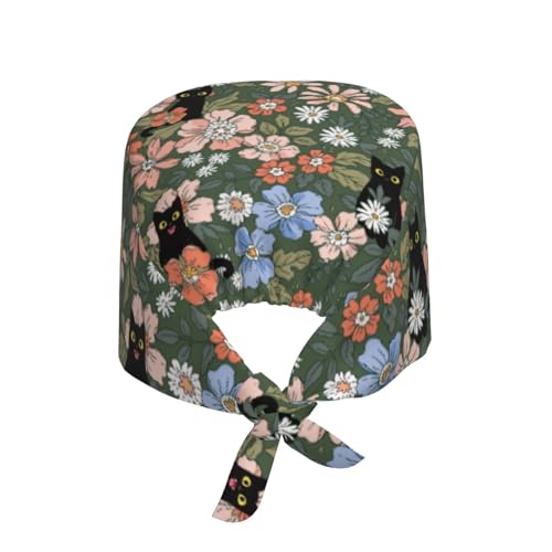 Image of Working Cap, Scrub Cap with Sweatband, Adjustable Tie Back Hat Breathable Headgear for Women /Men