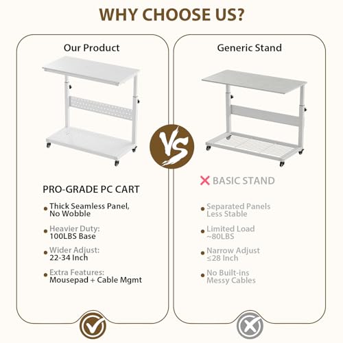 Soporte ajustable para torre de computadora con gestión de cables, carrito móvil para CPU de 22,83" a 34,1", soporte para PC de 2 niveles para debajo del escritorio, fácil ensamblaje, uso en oficina en casa - Blanco miniatura 3