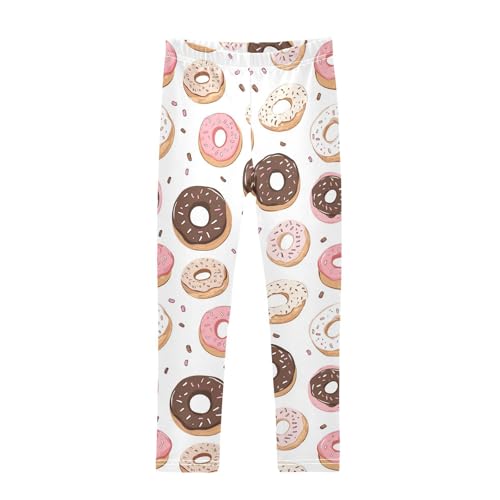 Wusikd Cute Doughnuts Girls' Leggings Toddler Doodles Kids Yoga Pants Dance Active Tights 4T