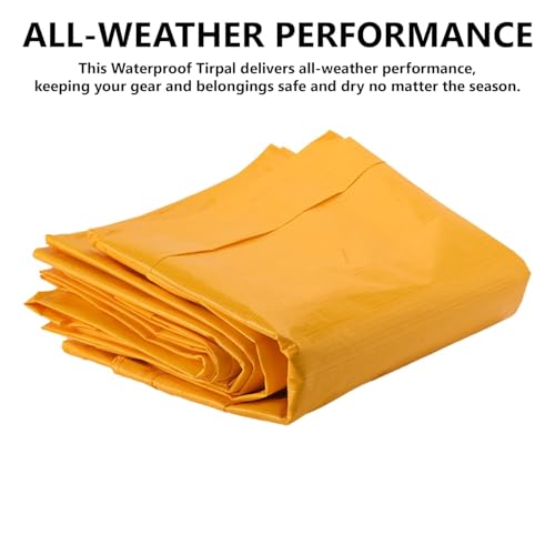 Image of Heart Home Tirpal (12x15 Feet) Waterproof Tarpaulin Sheet | 120 GSM Tadpatri | Eco-Friendly Tent Tirpal | Tharpai | Thadika | Lightweight Premium Tirpal | Yellow