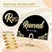 12 Pieces Elegant Reserved Signs For Wedding - Reserved Table Signs, Reserved Seating Signs, Double sided gold foil reserved card with bracket -Perfect for Wedding Events (Half circle black)