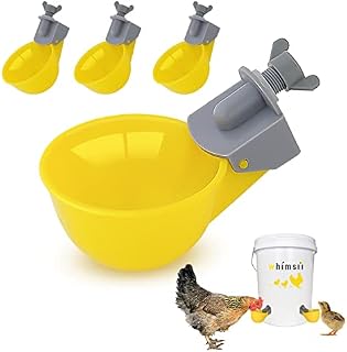 Chicken Water Cups Feeder, Automatic Chicken Waterer, Anti-Leak System, Holds 50% More Water, Suitable For Chicks, Chicken, Duck, Quail, Turkey (4 Cups)