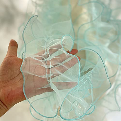 5 Yard 4.3" Pleated Organza Lace Ribbon Lace Edge Gather Ruffle Trim Ribbon Tulle Sheer Fabric White Edging Trimmings Fabric For Diy Applique Sewing Craft Wedding Dress Embellishment (Green) #TOP10