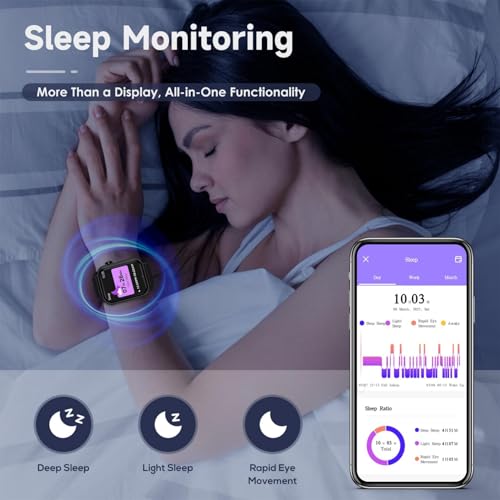 TRAUSI Smart Watches for Women Men, 1.83 inches HD Smartwatch with 120 Sports Modes, Heart Rate/Sleep Monitor, IP67 Waterproof, Bluetooth Call & Music Control for iPhone/Android (Black) - Image 4