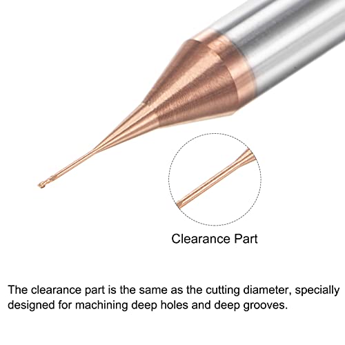 Image of uxcell Square Nose End Mill, 0.3mm Solid Carbide AlTiSin Coated Long Reach CNC Router Bits 2 Flutes Milling Cutter with Extended Neck, 3mm Cutting Length 4mm Shank