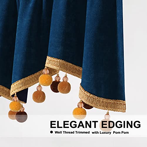 Elkca Soft Velvet Curtain Tier For Bedroom Navy Scalloped Valance For Living Room Kitchen Cafe Curtains,Pack Of 1(Navy, 52" W X 18" L) #TOP3