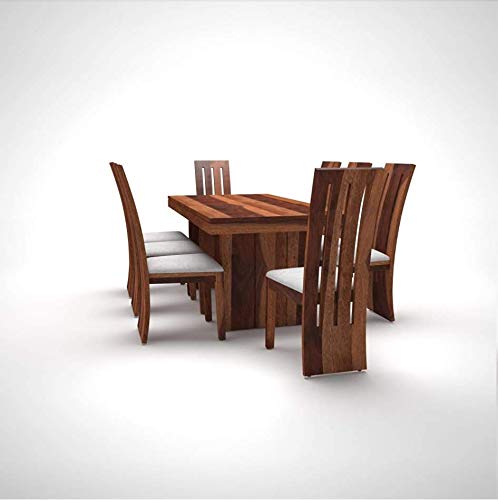 Image of Custom Decor Sheesham Wood Hola Dining Table Set with 8 Chairs | Home and Living Room | Provincial Teak Finish