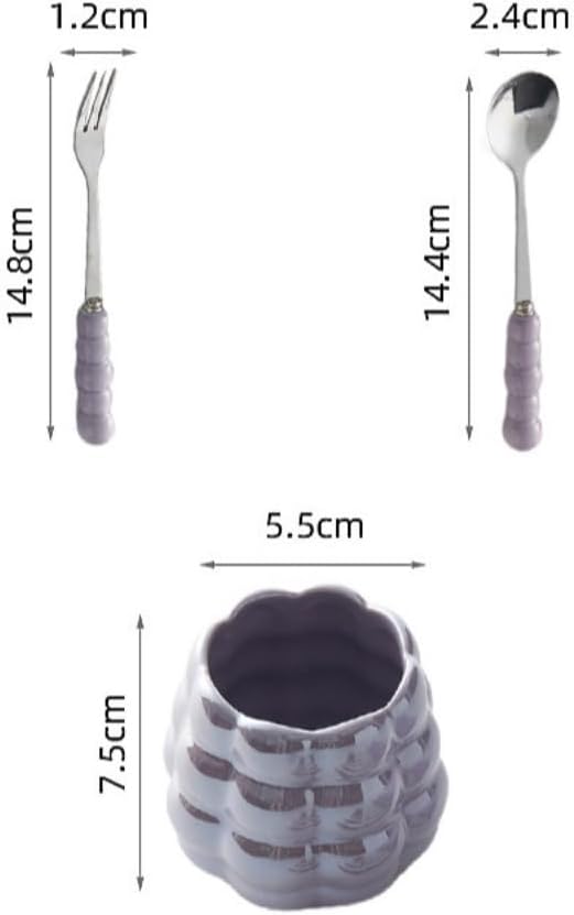 (6 Pieces) Dessert Fruit Picks Light Luxury Fruit Fork Household Tableware Stainless Steel Cute Fruit Fork Jar Creative Storage Jar Set