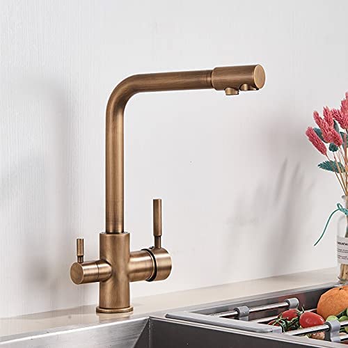 Robinet de cuisine noir avec filtre en laiton massif et chrome au design haut de gamme