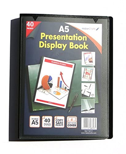 A5 Display Book Certificate Folder 40 Pocket Display Folders With Plastic Pockets Presentation Folder With Plastic Sleeves Polly Pocket Folder File (A5 Size - 40 Pockets - 80 Views - 96 Display Books)