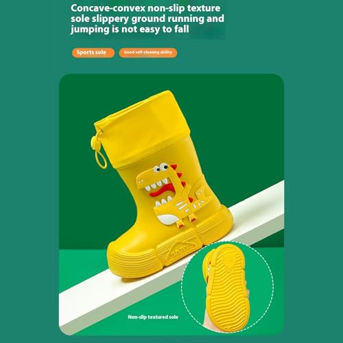 IWIHMIV Kids Rain Boots with an Elastic Drawstring Non Slip Toddler Rain Shoes Children Cartoon Print Water Boots3