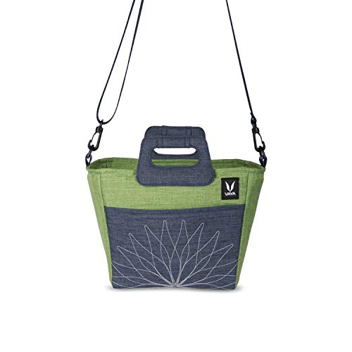 Image of VAYA BentoBag Mini - Insulated LunchBag | Waterproof and with Cutlery Pouch | Easy-to-Carry Lightweight Tote with Zip & Handle | Sling Bag with Adjustable Detachable Nylon Strap | Electric Green