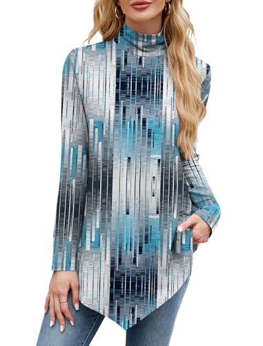 Image of JUSTFASHIONNOW Turtle Neck Shirts for Women Long Sleeve Fall Tunic Tops