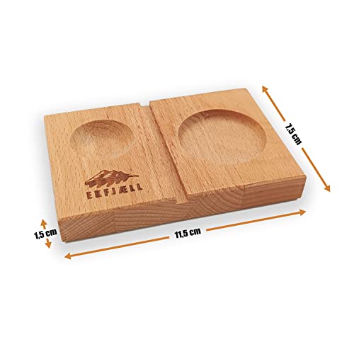EKFJAELL Premium Eierbecher Holz (Buche) im 2er Set ca. 11,5 x 7,5 x 1,5 cm - 3in1 Eier-, Schalen- & Löffelhalter, antibakteriell & Sonnenblumenöl-behandelt, Eierhalter (2 Stück) – Bild 6