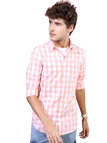 Image of Highlander Men's Slim Fit Shirts | Checked | Long Sleeves | Spread Collar | Casual Shirts | Stylish Shirt
