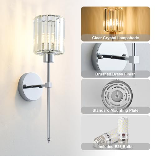 Image of KARTOOSH Hardwired Crystal Wall Sconces Set of 2