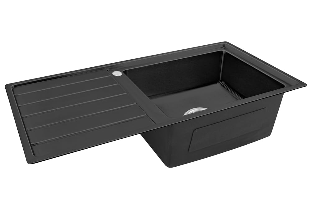 100 x 50 x 21 lavello da incasso con grande vasca, 50 x 40 cm, lavello da cucina in acciaio inox 304, spessore 0,9 mm, lavello da cucina, angolare, 1 vasca, scolapiatti R20 (scolapiatti
