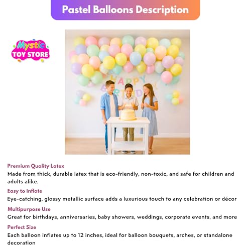 Image of 50 Pcs Pastel Balloons for Birthday Decoration Items Anniversary Baby Shower Adults men women Year With Multicolor Latex Pastel Balloon Happy Birthday Decorations Set Kit Combo