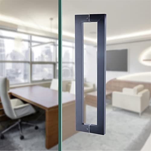 GJZDPMY Sliding Barn Door Shower Door Industrial Pipe Door Pull Handle, Double Sided Pipe H Shape Sliding Door Handle, Heavy-Duty Commercial Stainless Steel Door Handle, Black (S