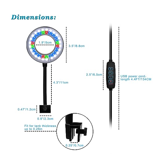 Domica DM-USBLIGHT Clip On Aquarium Light For 1 To 3 Gal Fish Tank (Dimmable White+Blue+Red Led) Usb Moving Lamp thumb #5
