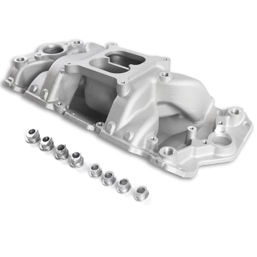 Haytalras 2026 7501 Aluminum Dual Plane SBC Air-Gap Intake Manifold Compatible with Chevy Small Block SBC 1955-86 262-400 305 350