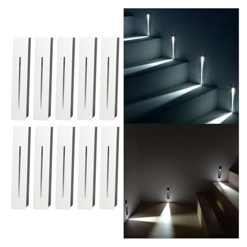 Opaeroo 3W LED Stair Light AC85-265V Step Light Warm White 3000K Cool White 6000K IP65 Waterproof Recessed Wall Light Staircase Lamp, Inside Outside Garden Balcony Corridor 10PCS White-3000K