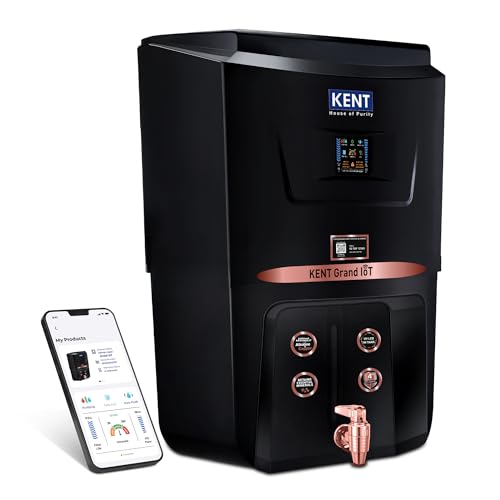 Image of KENT Grand IoT RO Water Purifier| 4 Years Free Service*| RO+UV+UF+Alk+Cu+TDS Control+UV in Tank | IoT Enabled | Fully Automatic On&OFF Operation |8L|20 LP /Hr|Ideal For Borewell /Tanker /Municipal Water