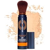 Brush On Block New Formula SPF 30 Mineral Powder Sunscreen, Touch of Tan, Refillable, Broad Spectrum, Water Resistant Face Protection, For All Skin Types, Subtle Hint of Color, Reef Friendly