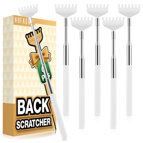Image of HOFASON Back Scratcher 6 Pack, Stocking Stuffers for Men Adults Women Teens | Christmas Small Bulk Gifts for Men Women Teens, White Elephant Gag Birthday Gifts, Party Favors Prizes for Adults (White)