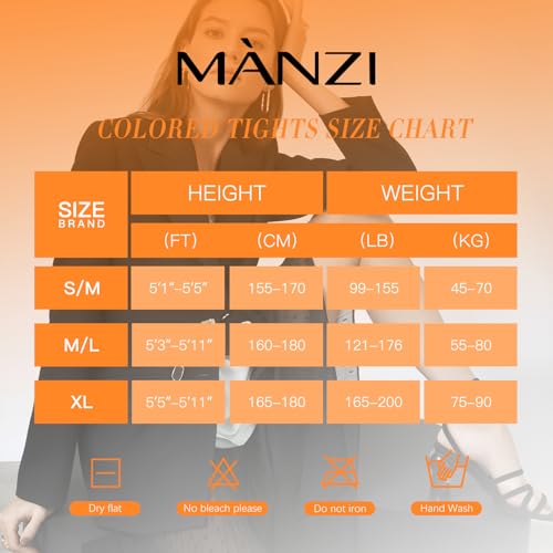 Image of MANZI Women's Solid Color Semi Opaque Footed Tights Soft Stretch Pantyhose