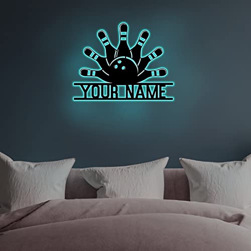 Ferators Personalized Name Bowling Light Up Sign For Wall 16 Color Wall Decor Light Custom Metal Led Wall Hanging Bowling Night Light Plug Decor, Lover Home Decor Sports Wall Art For Boys Men Girls thumb #6
