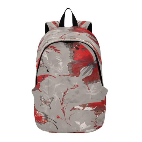 Sac à dos papillon rouge léger et portable pour voyage et randonnée