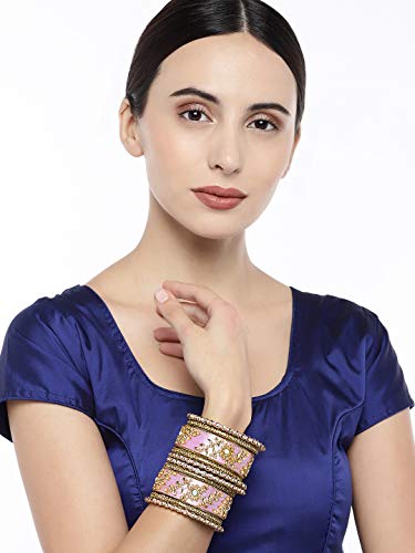 Image of Peora Silk Thread Kundan & Stone Studded Chuda Bangles Set Gift for Women