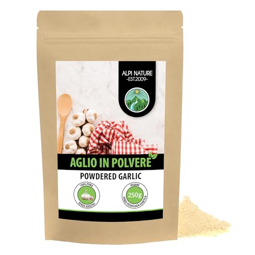Aglio in polvere (250g), aglio macinato, 100% naturale di aglio essiccato delicatamente, naturalmente senza additivi, vegano