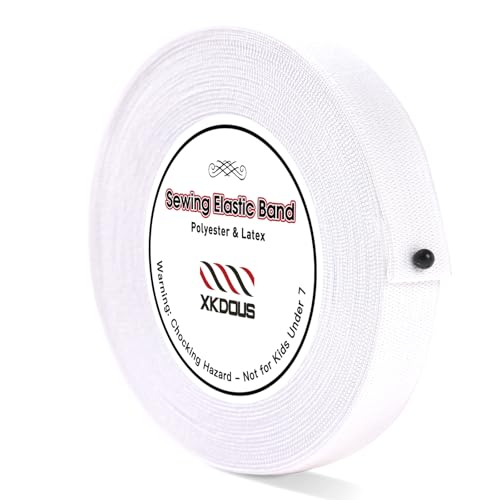 XKDOUS Elastic Band for Sewing, 0.6 Inch 13 Yards White