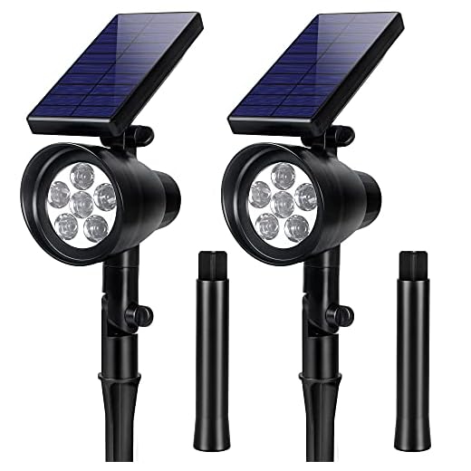InnoGear 3rd Version 6 LED Solar Lights Outdoor 2-in-1 Solar Spotlights Adjustable Wall Light Landscape Light Security Lighting Auto On/Off for Yard Garden Driveway Porch Walkway Pool Patio, Pack of 2