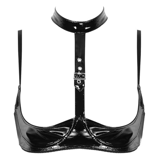Soutien-gorge de nuque très brillant lingerie séduisante à bretelles réglables