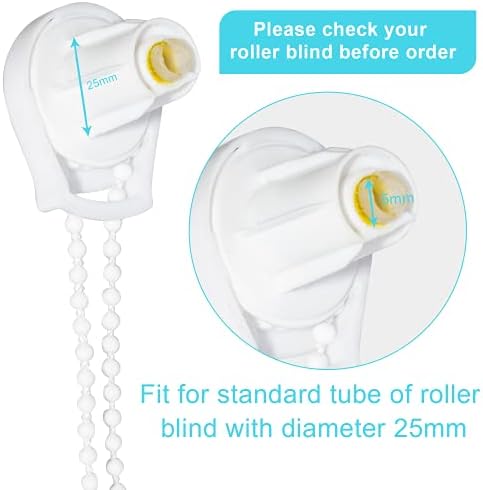 Roller Blind Fittings Kit 22pcs, 25mm Roller Blind Spares With METAL Brackets, Child Safety Clips, Bead Chain and Screws for Curtain Rods Windows Replacement Repair