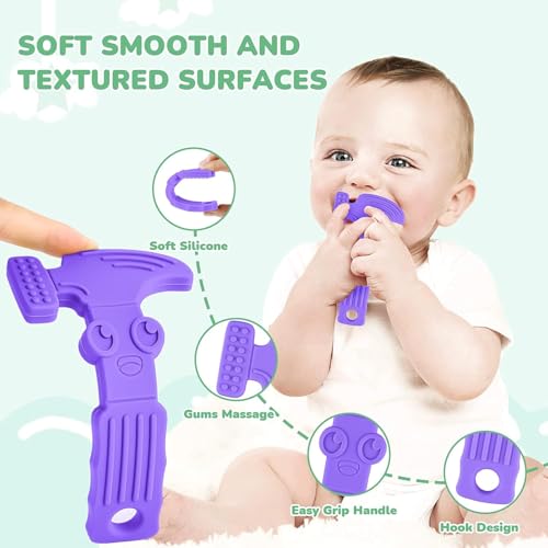 Image of TYRY.HU Baby Teething Toys for Babies, Baby Teether Toys, BPA Free Silicone Baby Molar Teether Chew Toys, Hammer Wrench Spanner Pliers for Boys Girls, Soft-Textured, Easy to Hold & Clean, 4 Packs