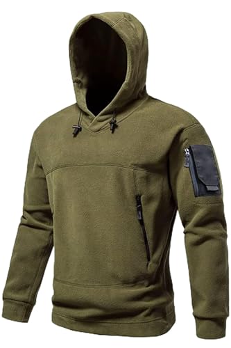 Ghassy Co. Erkek Military Sport Warm Outdoor Kapüşonlu Polar Ceket AÇIK HAKİ XXL