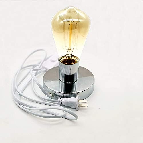 Polished Metal Desktop Lamp Base Ceramic Base Holder 6 ft Cord On/Off Switch Plug E26/e27 Screw Base Ideal for CFL Lamp,Table lamp,Himalayan Salt Lamp Cords, (On-Off Switch)
