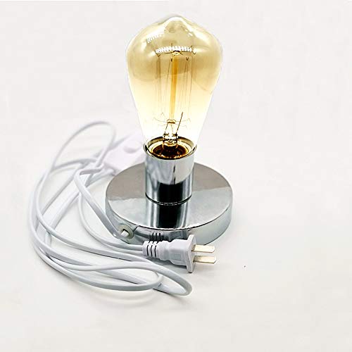 Polished Metal Desktop Lamp Base Ceramic Base Holder 6 Ft Cord On/Off Switch Plug E26/E27 Screw Base Ideal For Cfl Lamp,Table Lamp，Himalayan Salt Lamp Cords, (On-Off Switch) #TOP5