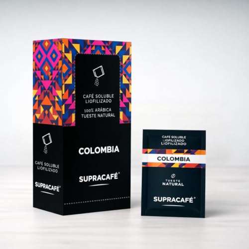 Café Soluble Liofilizado 100% Arábica | Colombia Cauca | 100 sobres individuales de 1,8g | Café instantáneo | Supracafé