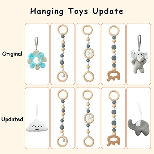 Wooden Baby Play Gym Foldable Frame Activity Gym Hanging Bar With 5 Gym Baby Toys Natural Gift For Newborn Baby (Foldable Grey) #TOP3