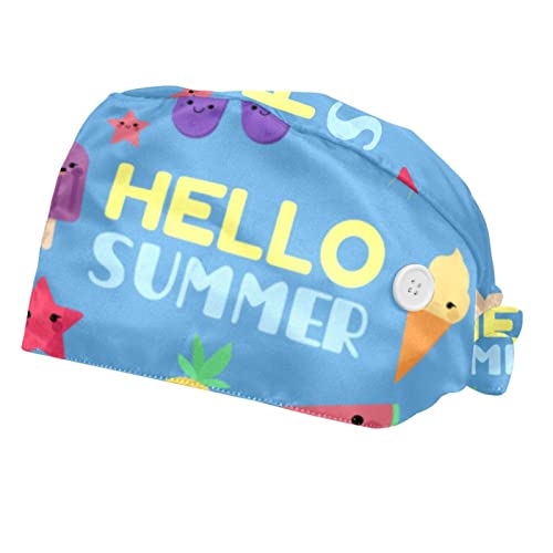 Casquettes de travail ajustables JDEZ motif Hello Summer coloré
