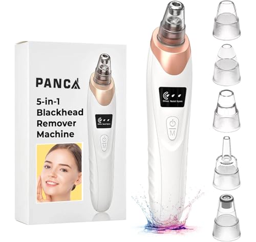 Image of PANCA 5-in-1 Blackhead Remover Machine | Electric Pore Cleaner & Whitehead Removal Tool | USB Rechargeable Skin Care Device for Face Cleansing & Exfoliation (Black)