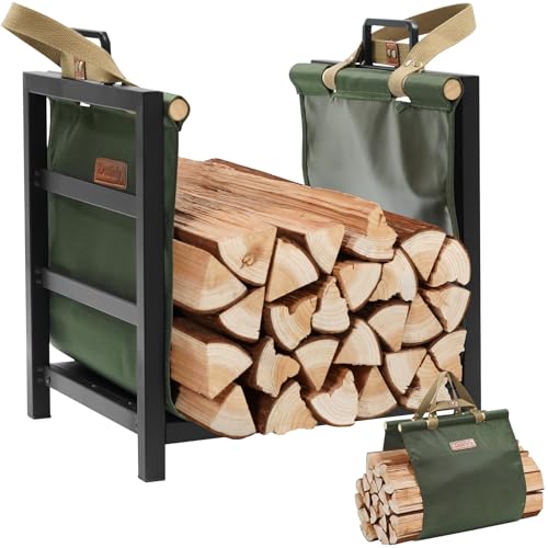 Zettfuly Firewood Rack Indoor Outdoor with...